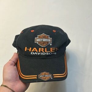 Harley-Davidson Black and Orange Embroidered Hat